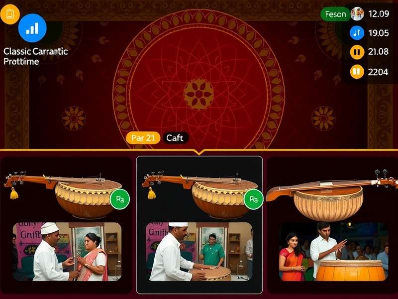 Classic Carnatic community event showing players interacting